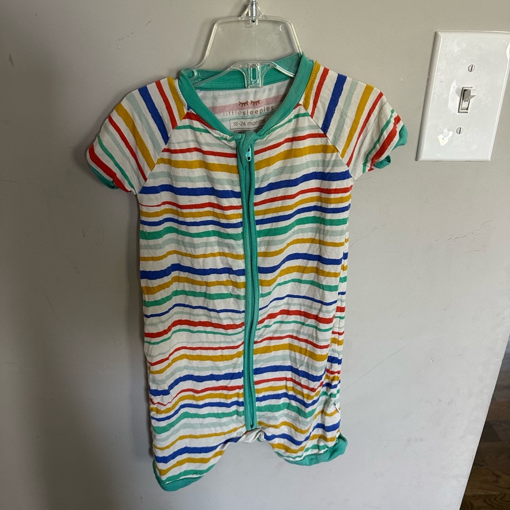 Little sleepies 18-24mo striped zip up pajamas bamboo